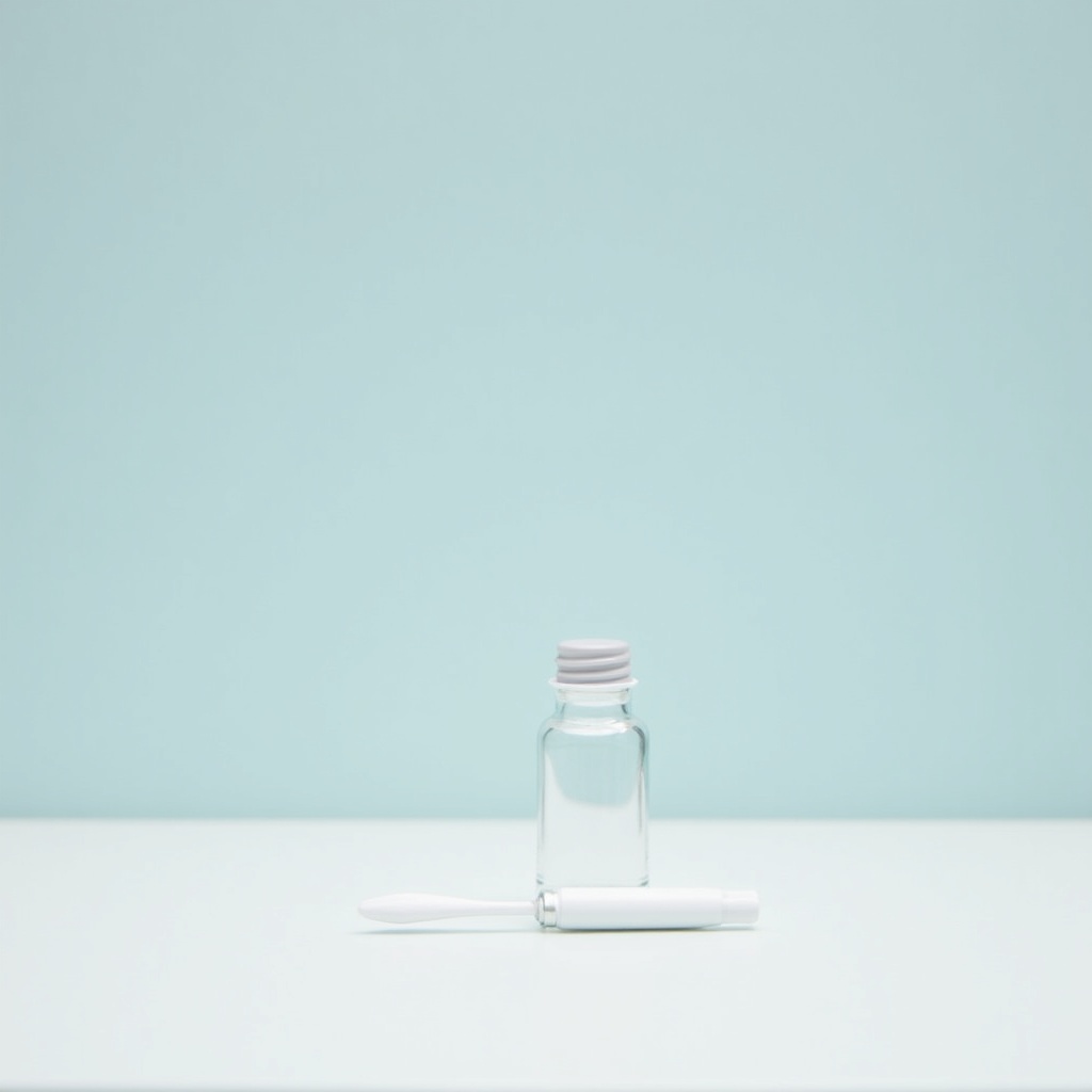 A clean, minimal at-home lab collection vial and lancet on a bright porcelain surface.